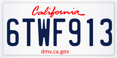 CA license plate 6TWF913