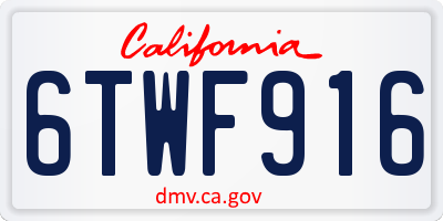 CA license plate 6TWF916