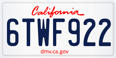 CA license plate 6TWF922