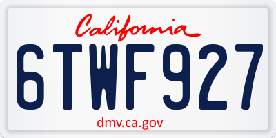 CA license plate 6TWF927