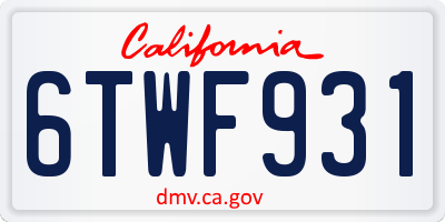 CA license plate 6TWF931