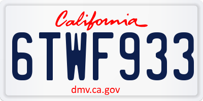 CA license plate 6TWF933