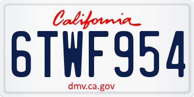 CA license plate 6TWF954