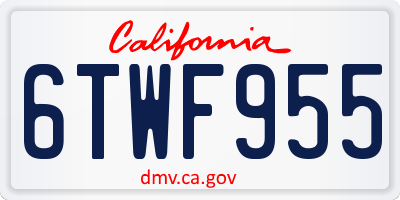 CA license plate 6TWF955