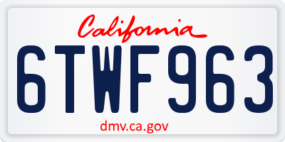 CA license plate 6TWF963
