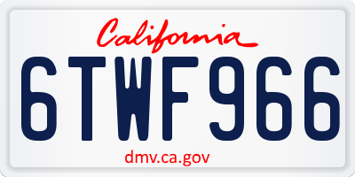 CA license plate 6TWF966