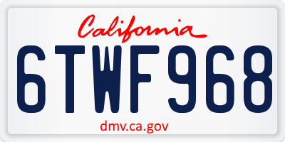 CA license plate 6TWF968