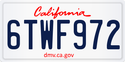 CA license plate 6TWF972