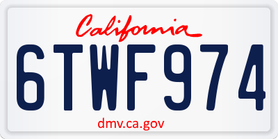 CA license plate 6TWF974