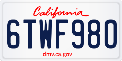 CA license plate 6TWF980