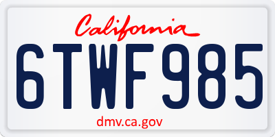 CA license plate 6TWF985
