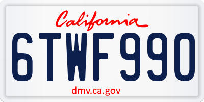 CA license plate 6TWF990