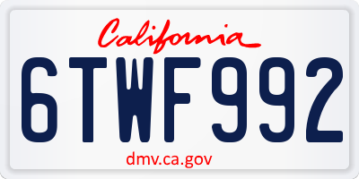 CA license plate 6TWF992