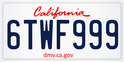 CA license plate 6TWF999