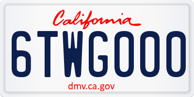 CA license plate 6TWG000