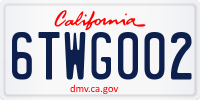 CA license plate 6TWG002