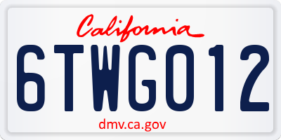 CA license plate 6TWG012