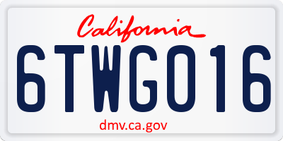 CA license plate 6TWG016