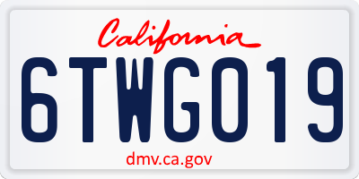 CA license plate 6TWG019