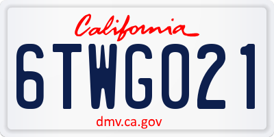 CA license plate 6TWG021