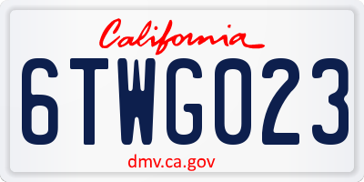 CA license plate 6TWG023