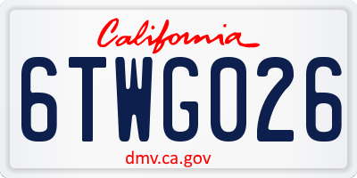 CA license plate 6TWG026