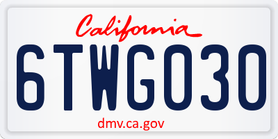 CA license plate 6TWG030