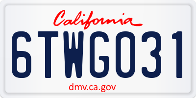 CA license plate 6TWG031