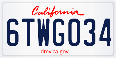 CA license plate 6TWG034