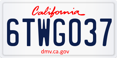 CA license plate 6TWG037