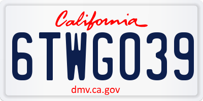 CA license plate 6TWG039