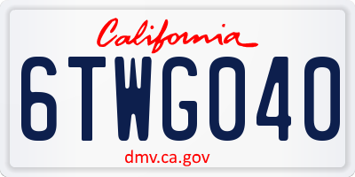CA license plate 6TWG040