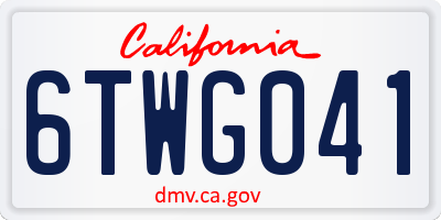 CA license plate 6TWG041