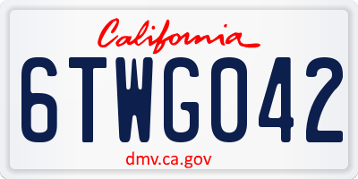 CA license plate 6TWG042