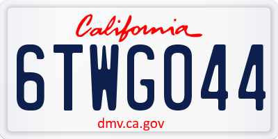 CA license plate 6TWG044