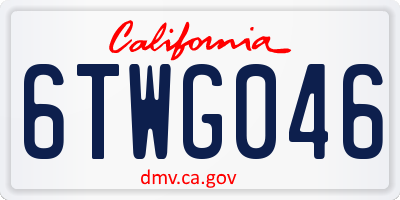 CA license plate 6TWG046