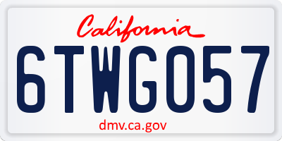 CA license plate 6TWG057