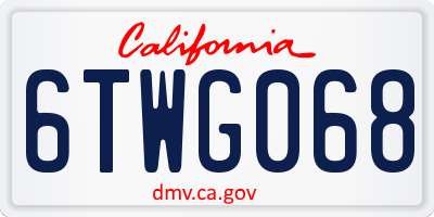 CA license plate 6TWG068