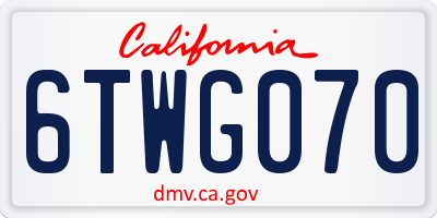 CA license plate 6TWG070