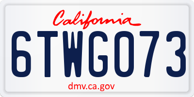 CA license plate 6TWG073