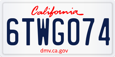 CA license plate 6TWG074