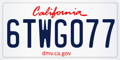 CA license plate 6TWG077