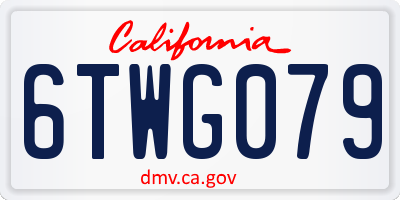CA license plate 6TWG079