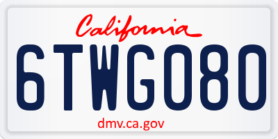 CA license plate 6TWG080