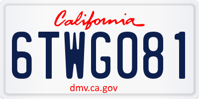 CA license plate 6TWG081