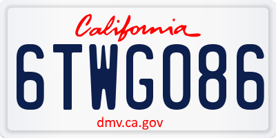 CA license plate 6TWG086