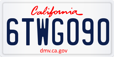 CA license plate 6TWG090
