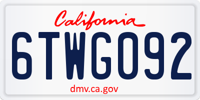 CA license plate 6TWG092