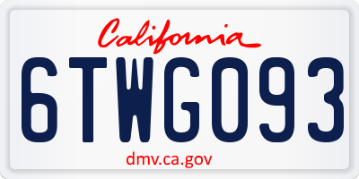 CA license plate 6TWG093