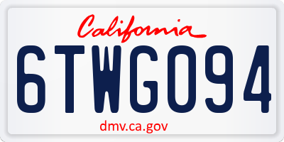 CA license plate 6TWG094